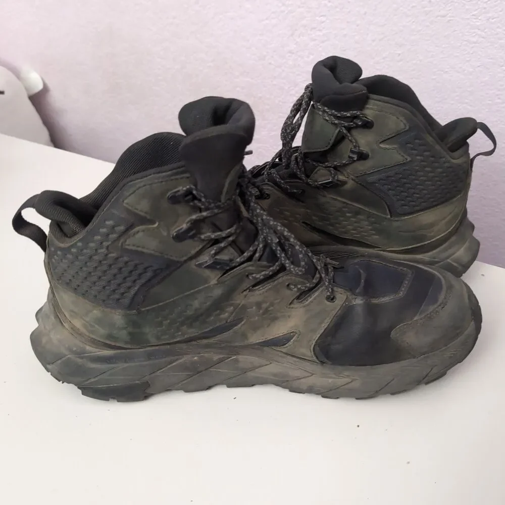 Hoka One Anacapa Mid Boots Mens Size 12.5D Black Vibram Megagrip Gore Tex Hiking